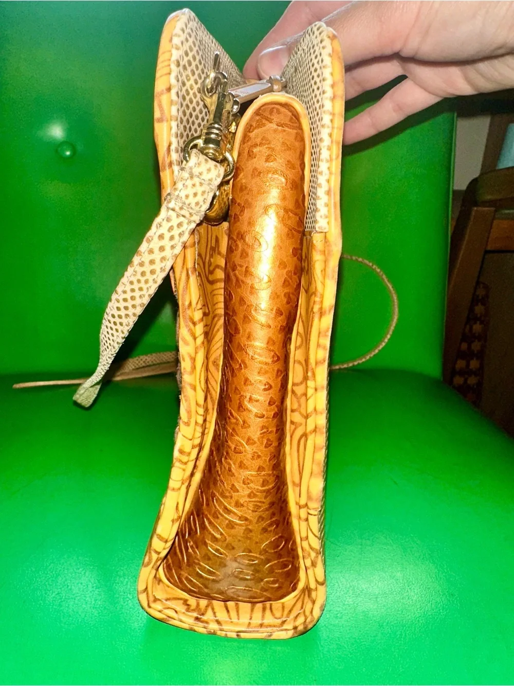 Sharif Vintage Tan & Beige Patterned Bag